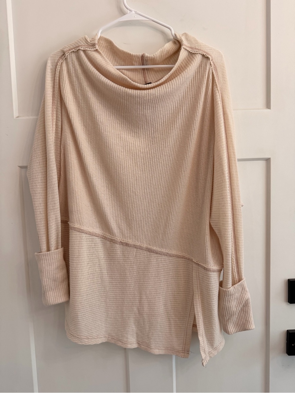 We The Free Cream Ribbed Cowl Neck Sweater Oversized! XS-L Soft Stretchy!